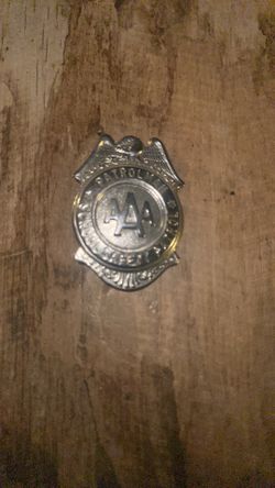 Vintage AAA Patrolman School Safety Patrol Silvertone Metal Badge Pin