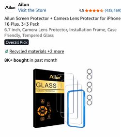 3+3 Pack Tempered Glass for iPhone 16