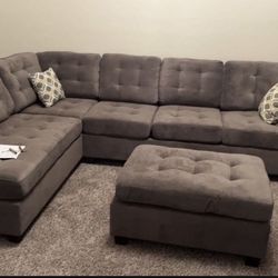 Sectional Sofa Set With Ottoman