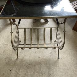 Vintage Mid Century Magazine Rack With Side Table