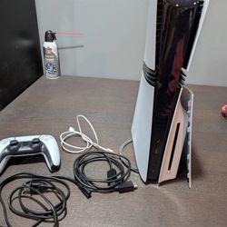 Sony PlayStation 5 Pro 2TB White Console with disc drive and vertical stand