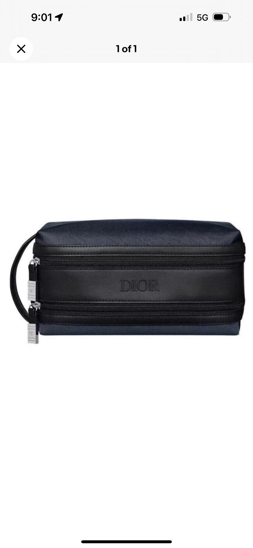 Dior Navy & Black Toiletry Bag Dropp Kit Pouch Travel Case Dual Zipper