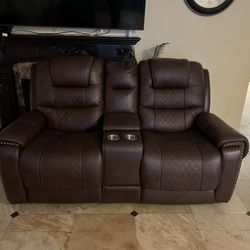 Recliner Loveseat W/Power Headrest and Footrest