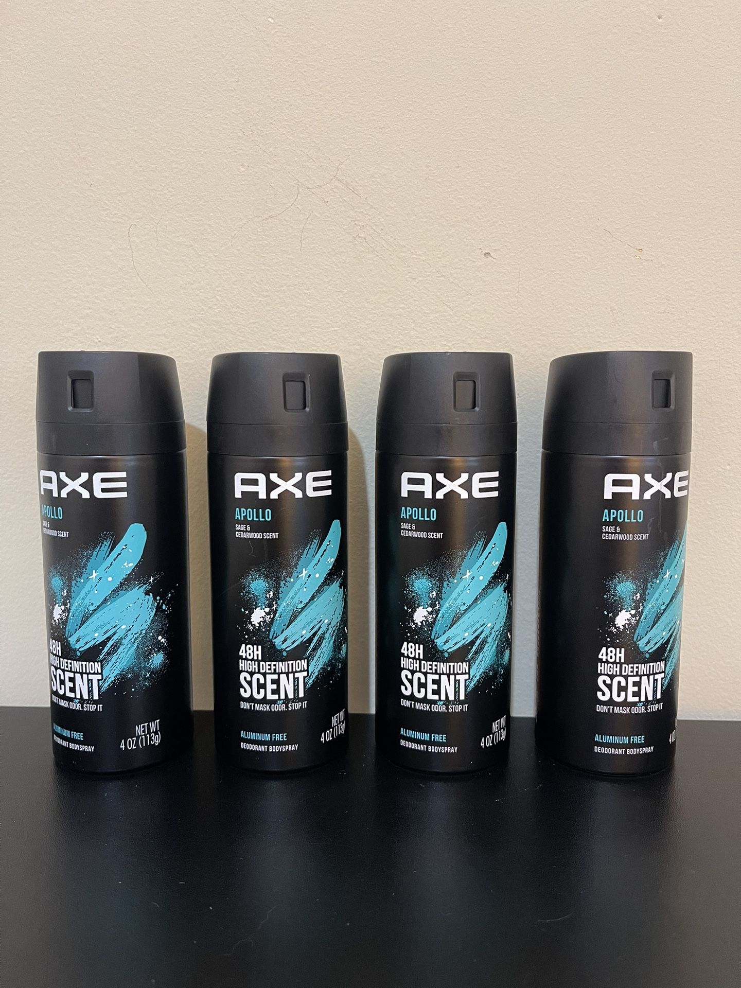 4pack AXE Apollo Deodorant Spray for Men Sage & Cedarwood Aluminum Free, 4 oz