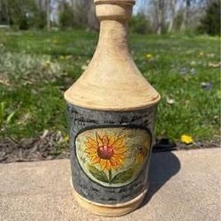 Sunflower Bumblebee Galvanized 12” Tall Handcrafted Vase