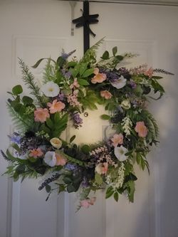 Beautiful large spring silk floral wreath