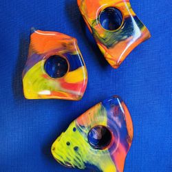 Beautiful Handmade Colorful Glass Candleholder Set 