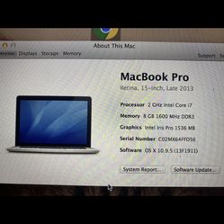 Mac Book Pro 2013 Iris Version