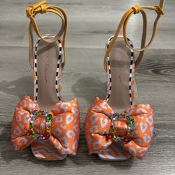 Brand New BETSEY JOHNSON POLLIE Heels – Rare Orange – Brand New In Box (Size 7)