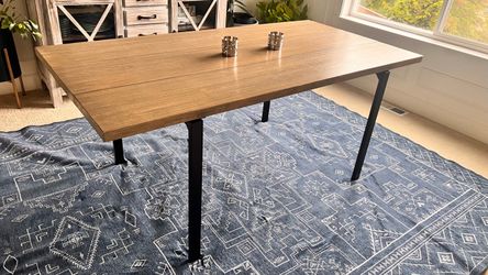 6 person industrial wood Dining table with metal legs (no chairs)