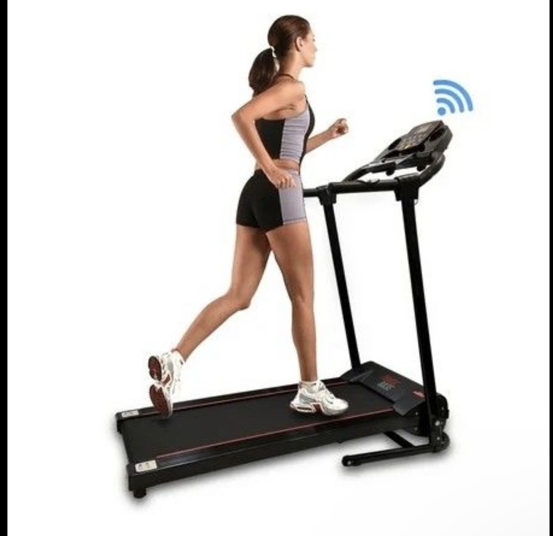 Electric Folding Treadmill Exercise Machine Compact Digital w Bluetooth Manual Incline Adjustment