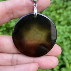 Sterling Silver Spider Web Agate Pendant 