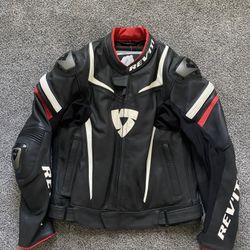 Revit Stellar Motorcycle Leather Jacket Black/Red/White  40US/50EUR 