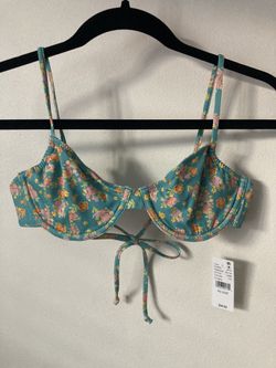 Blue Floral Bikini Top