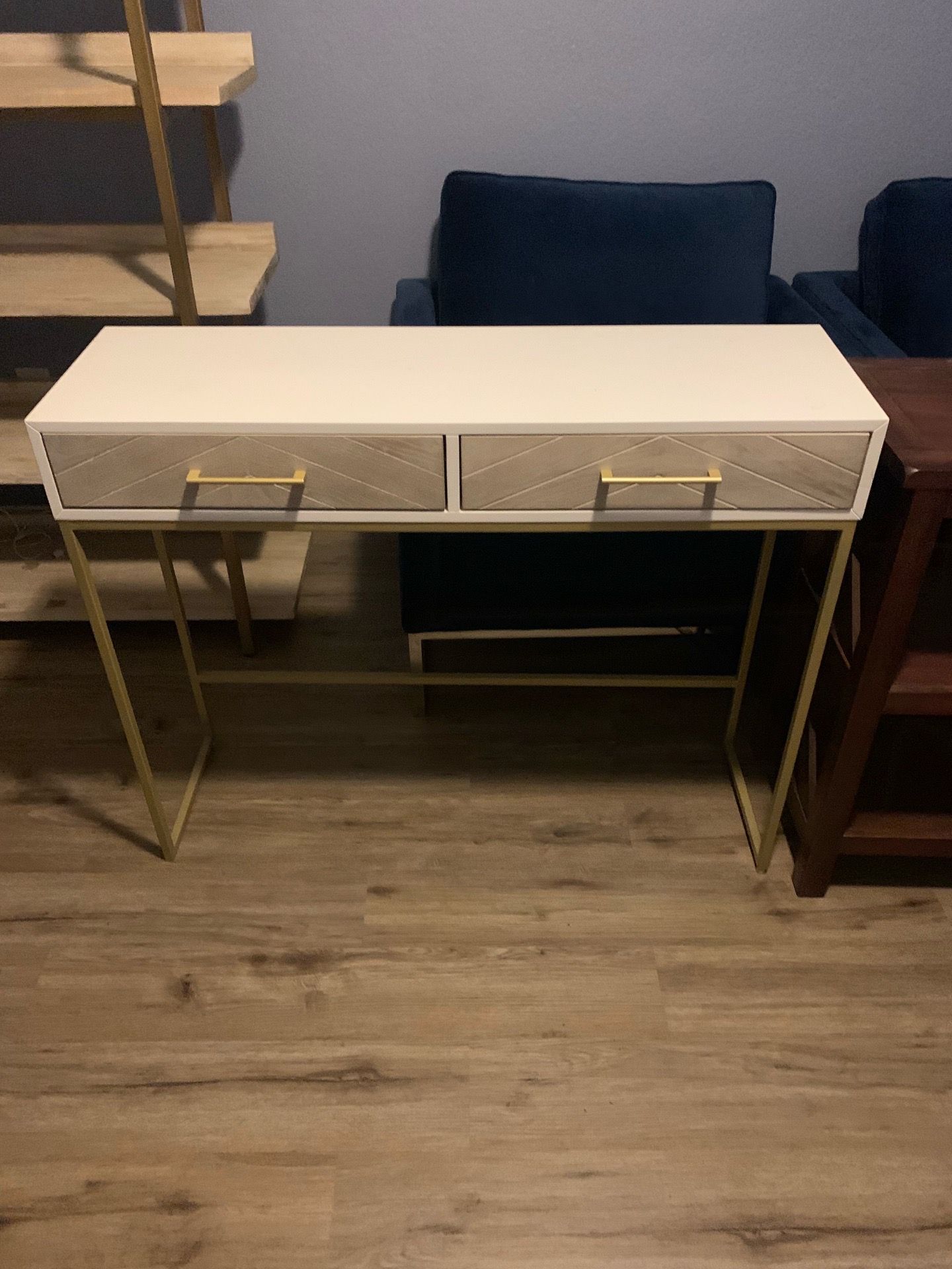 White table with gold accents