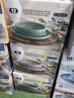 Stoneware 12 piece dinnerware set.