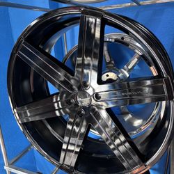 26s Glossy Black Giovanna Wheels Tires Chevy 6lug 