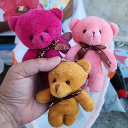 Set of 3 mini plush keychain bears