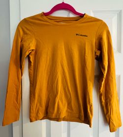 Columbia Boys' Dobson Pass Ls Graphic Tee Mustard Sz. M 10/12