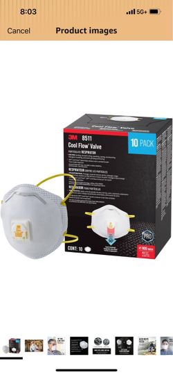 3M 8511 Drywall Sanding N95 Cool Flow Valved Disposable Respirator, 10-Pack NIOSH-Approved, Relief From Dusts And Certain Particles During Sanding, Po