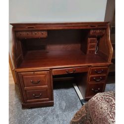 Solid Cherry Wood 60" Roll Top Desk 