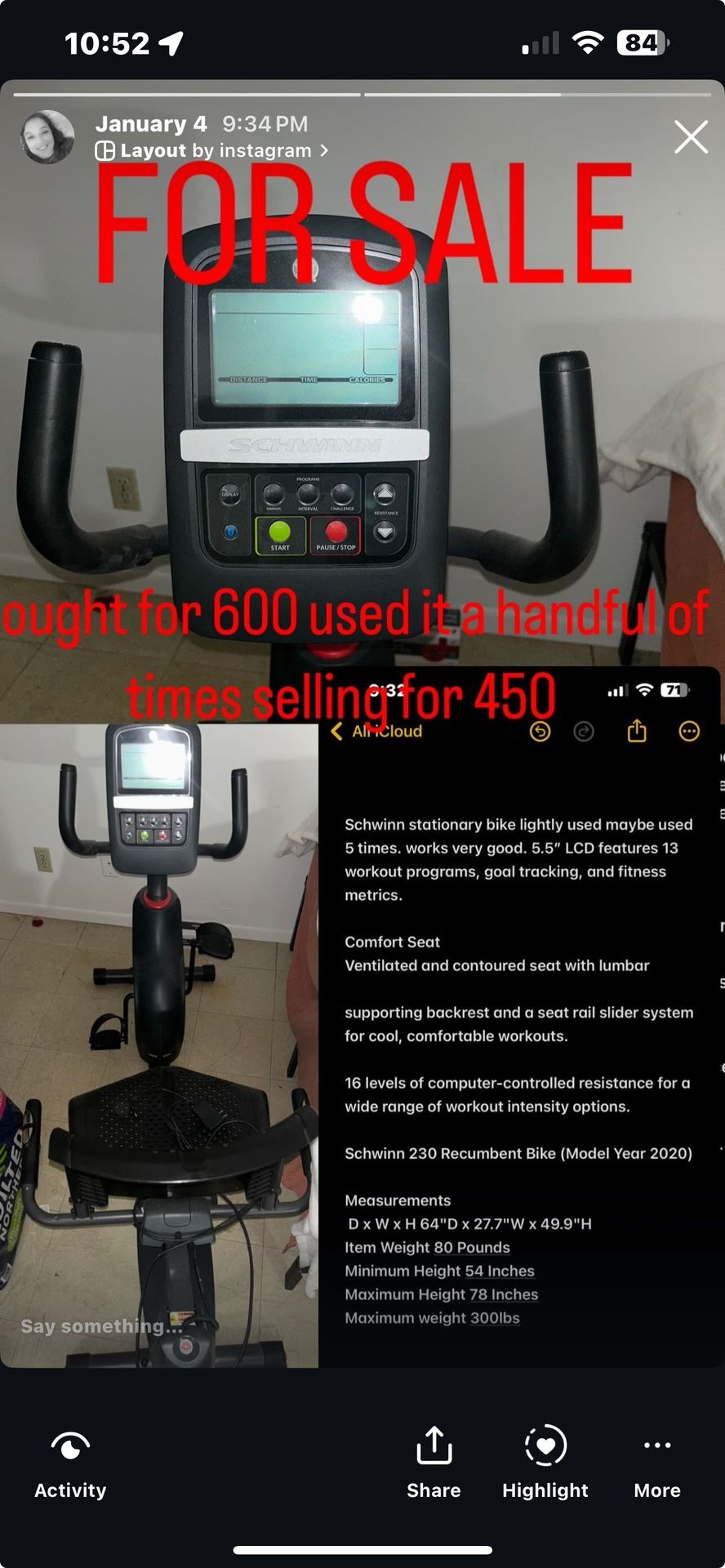 Schwinn Stationary Workout Bike