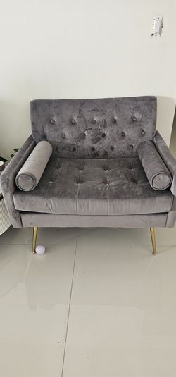 Grey Velvet Accent Chair 