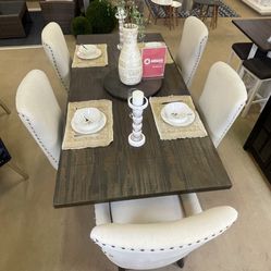 Landon Salvage Brown Dining Room Set w/ Leaf Table / 7pc