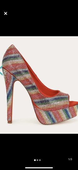 Rainbow sequin platform heels size 6