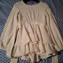 Akira White Pearl Sweater Romper 