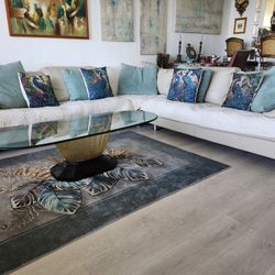 Huge Natuzzi Leather Sectional + 2 Sets Of Covers!