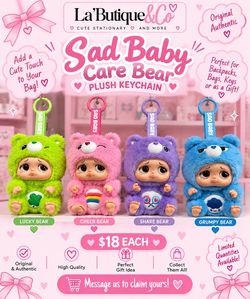 Sad Baby Care Bear Plush Keychain