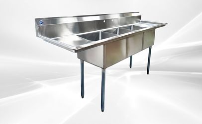90 ins Stainless Steel 3 Compartment Sink NSF HN-C3T181812-18LR