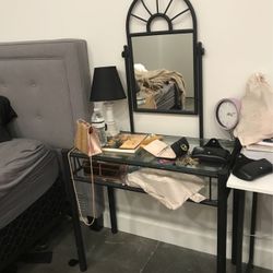 Glass Vanity With Mirror 