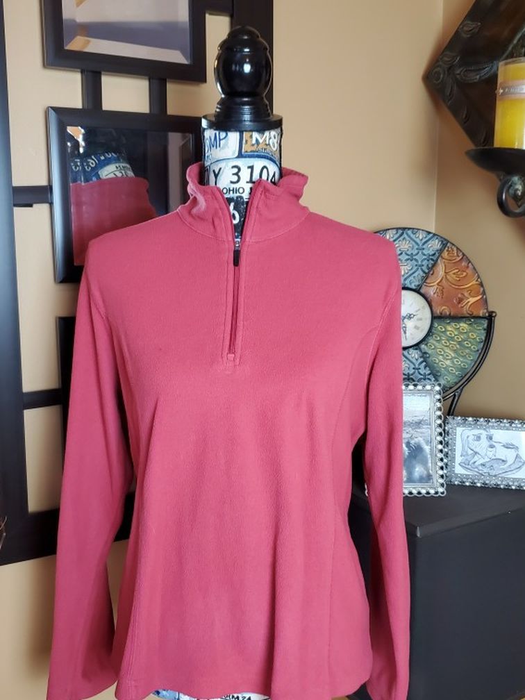 LANDS' END PINK 1/4 ZIP FLEECE PULLOVER!