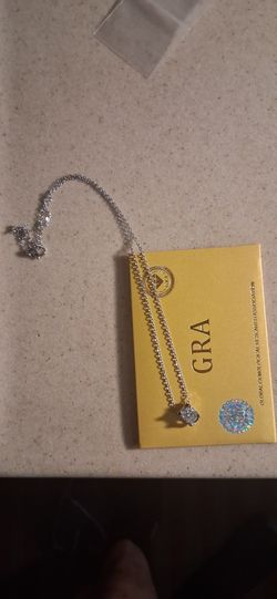 1 CT Moisanite Pendant And Silver Necklace. Passes Diamond Tester.  Adjustable 
