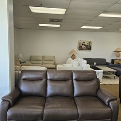 Leather sofa with 2 power recliners 