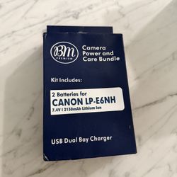 Canon LP-E6, LP-E6N Battery 2-Pack With Dual Bay Charger
