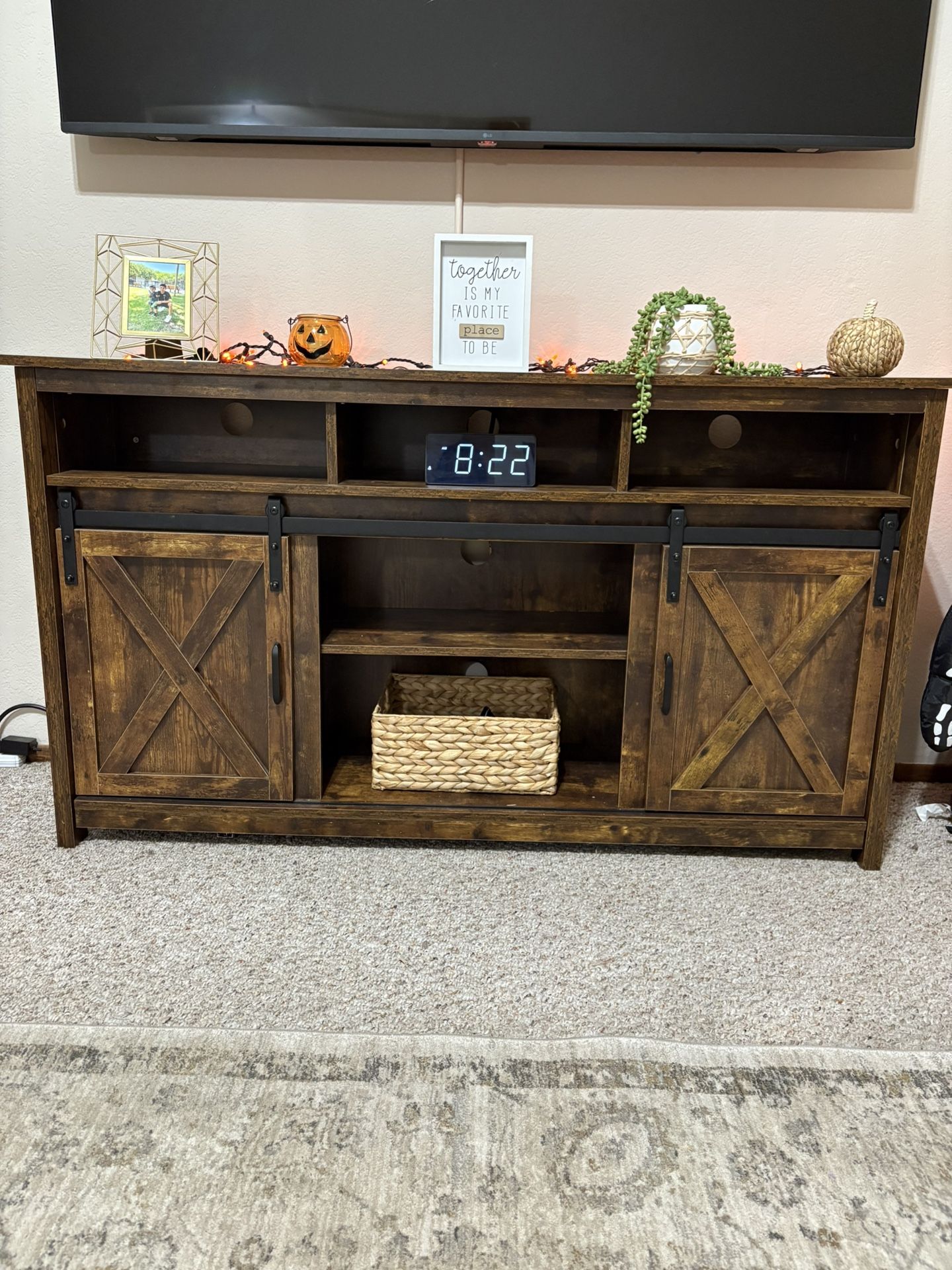 Entertainment center with power outlets