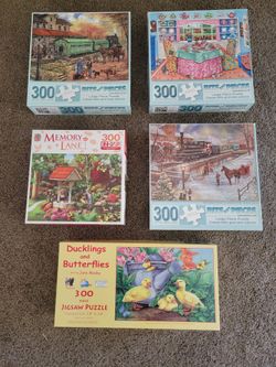 BARGAIN! Five (5) Large Size 300 Piece Jigsaw Puzzles