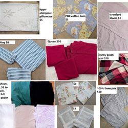 $3-$10 each: pillowcases shams pillow cases covers flat top Twin/single queen cal/king sheets Bedding Sets