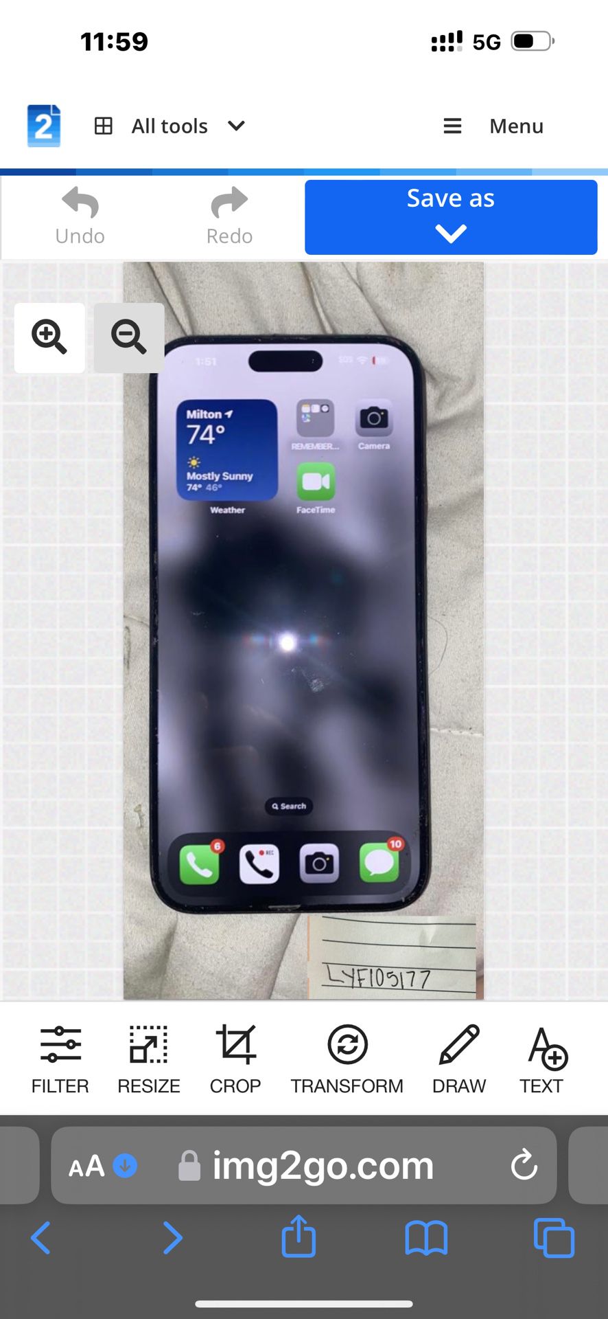 Iphone 15 Pro Max, Like New With Crack Tempered Glass