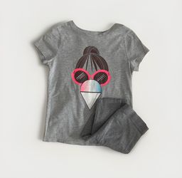 Girls Gray Outfit Bundle Graphic T-Shirt & Leggings Size 6-8