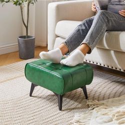 New Ottoman, Foot Stool with Metal Legs, Faux Leather Stool, Pouf Couch Stool, Modern Multifunctional Small Square Accent Small Table for Bedroom