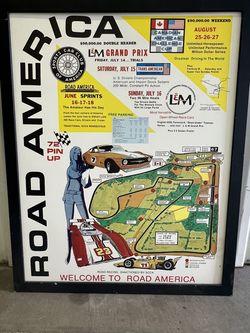 Vintage 1972 Road America Grand Prix L&m Racing Car Poster Framed