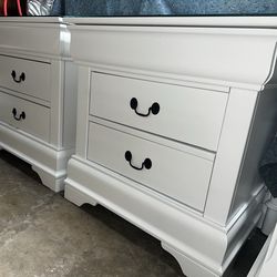 White Nightstands with Glass Tops