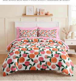 NESKER new 7 pcs queen, pink peach comforter set