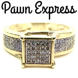 10K Micro Pave Diamond Cluster Ring 