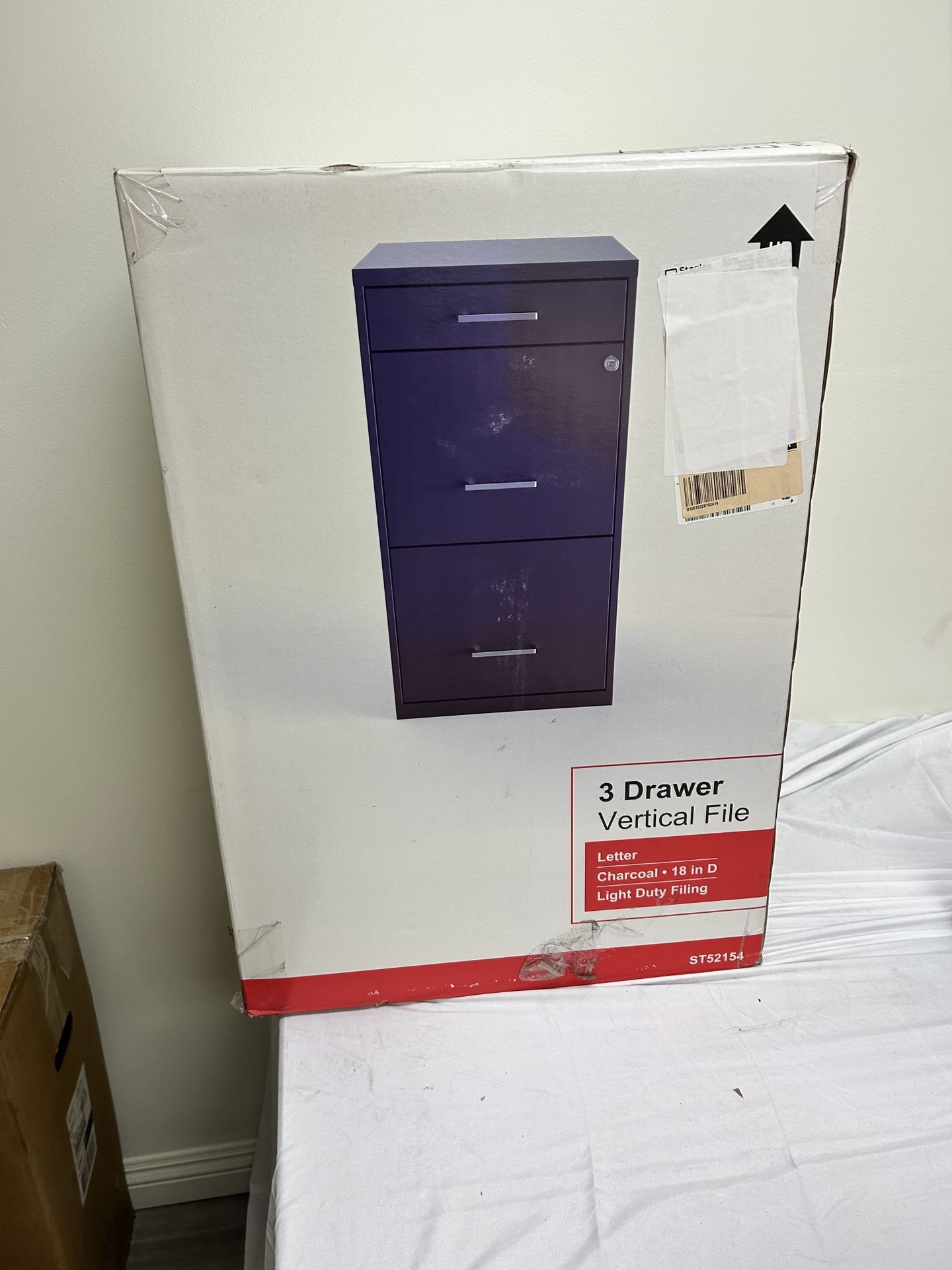 Staples 3-Drawer Vertical File Cabinet, Letter Size, Lockable, 18.9"D in Charcoal