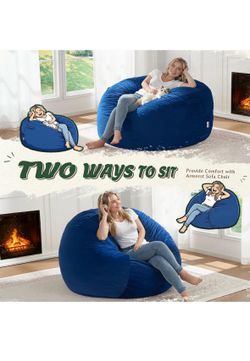 ZurNesfure Bean Bag Chairs for Adults 3FT Large Bean Bag Chair Memory Foam Filled Lazy Sofa with Removable Washable Cover Beanbag for Living Room Bedr